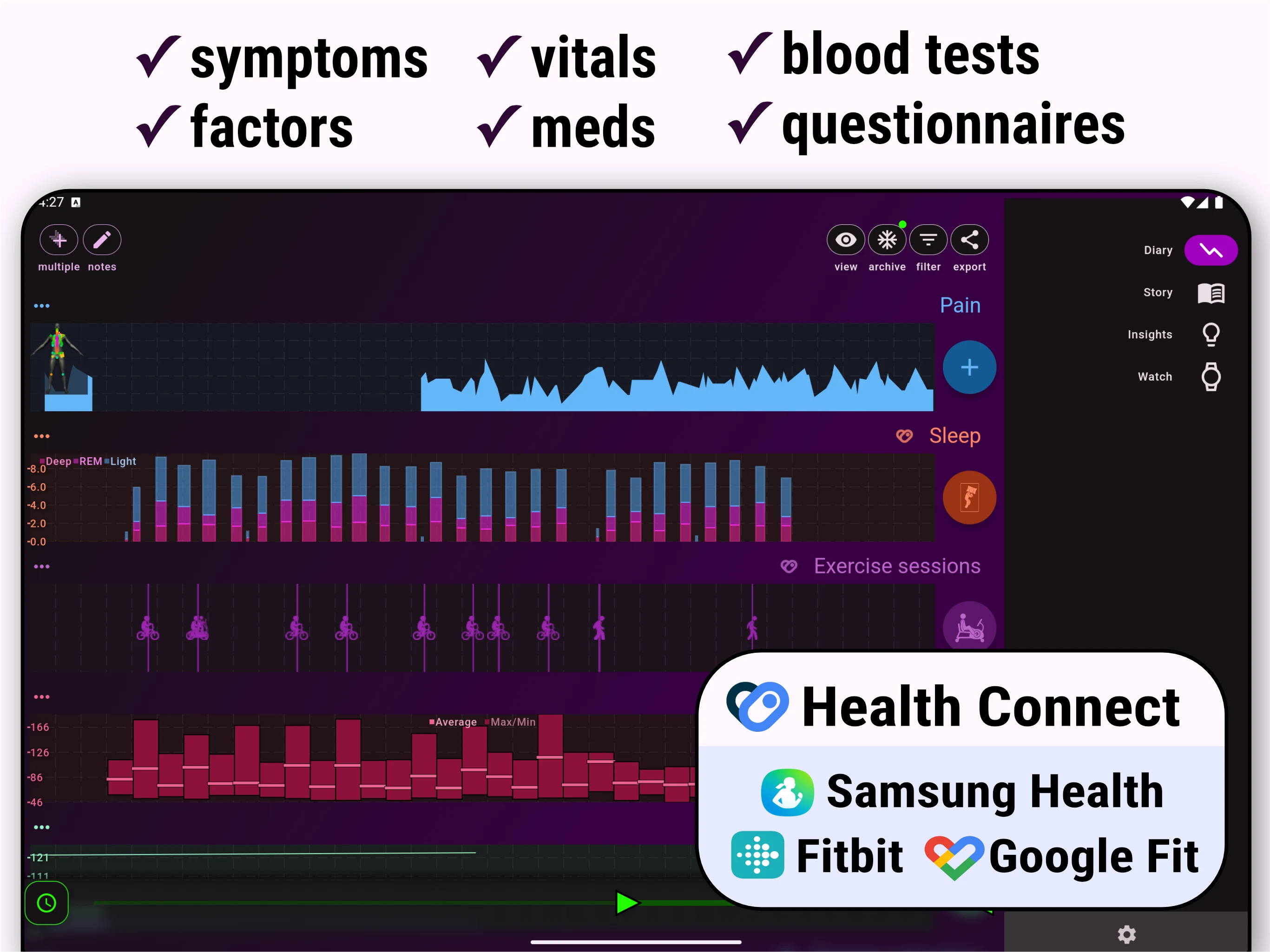 Chronic Insights symptom diary screenshot